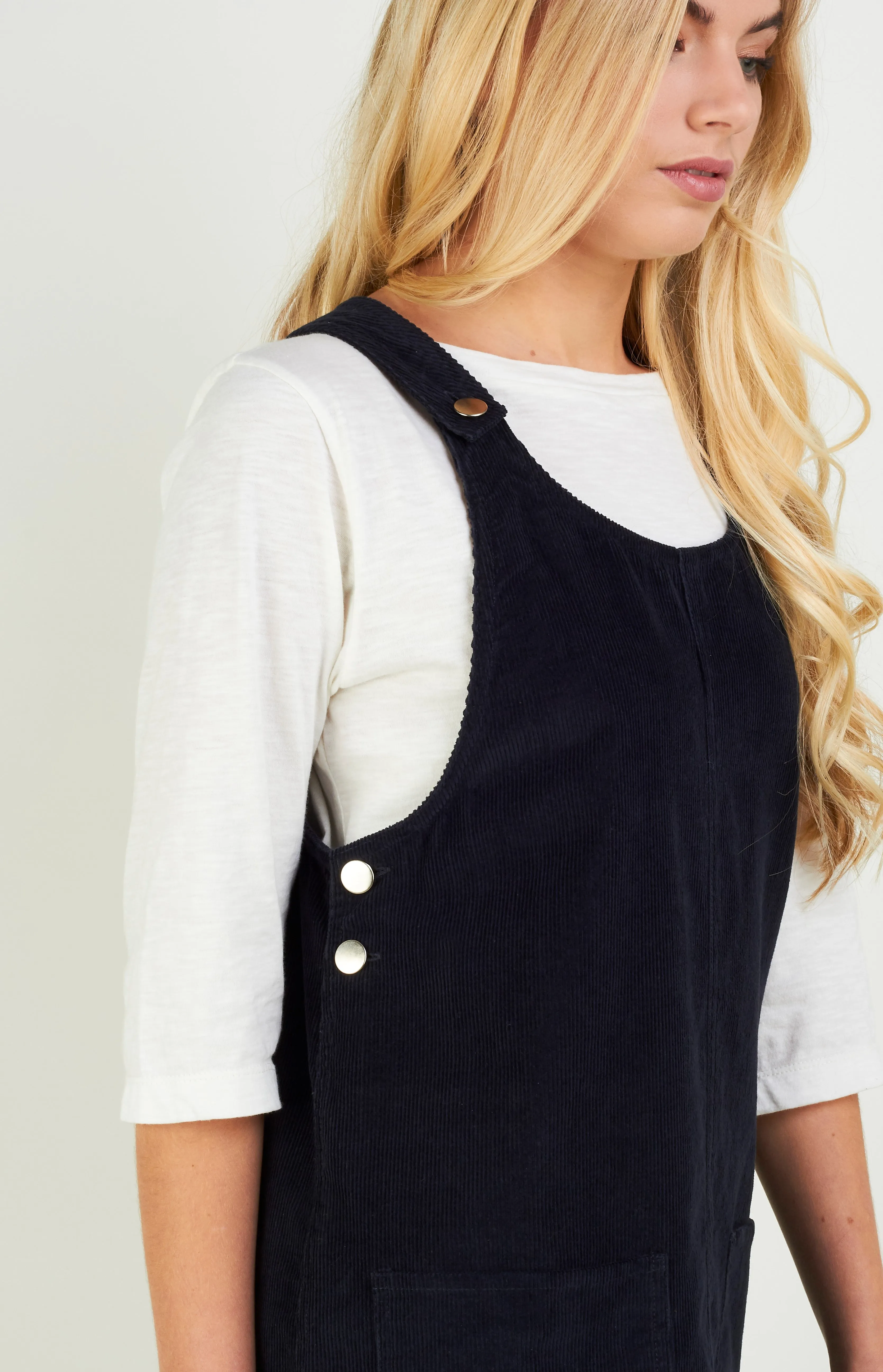 Organic Corduroy Pinafore Navy - Seconds