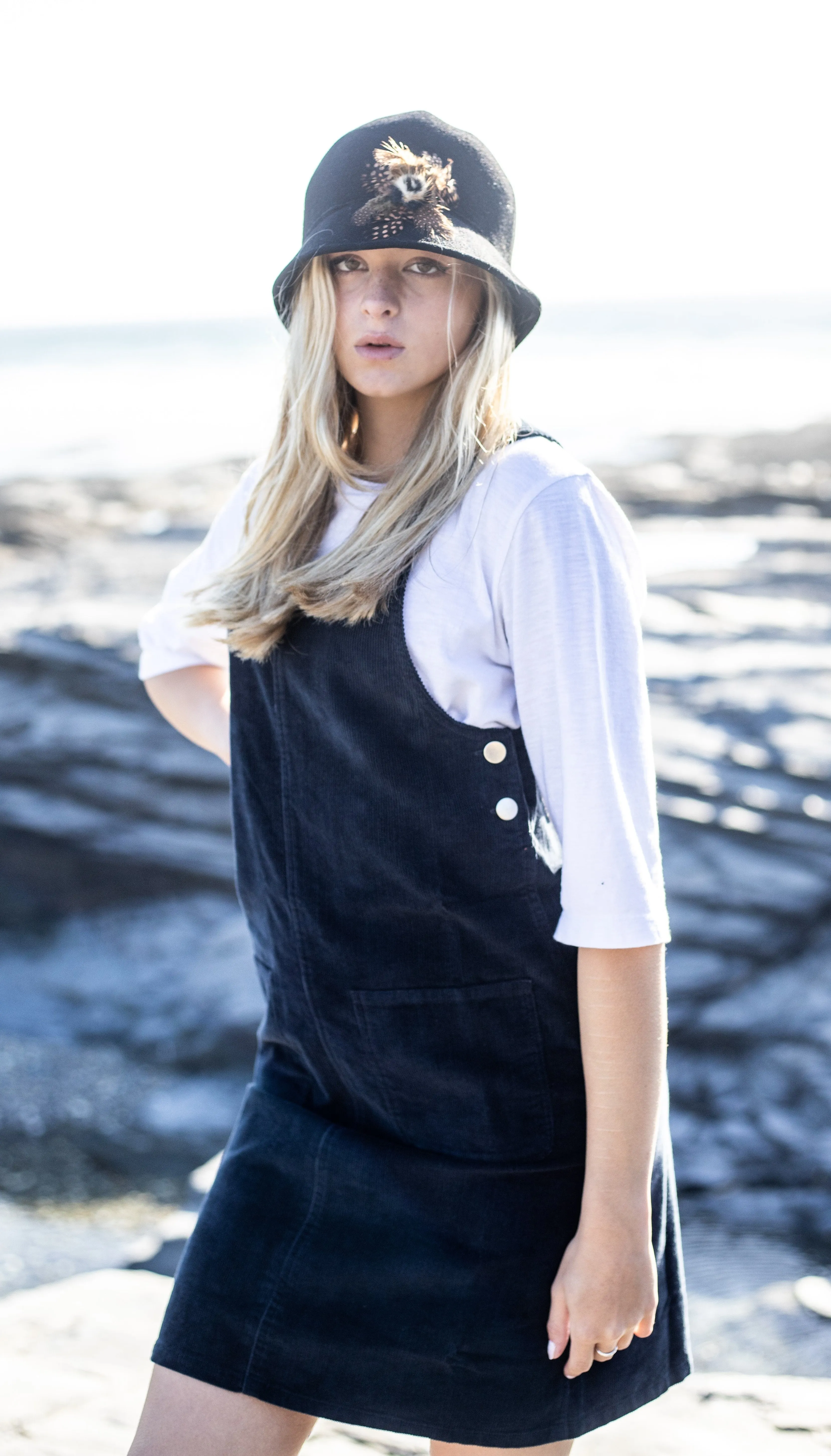Organic Corduroy Pinafore Navy - Seconds