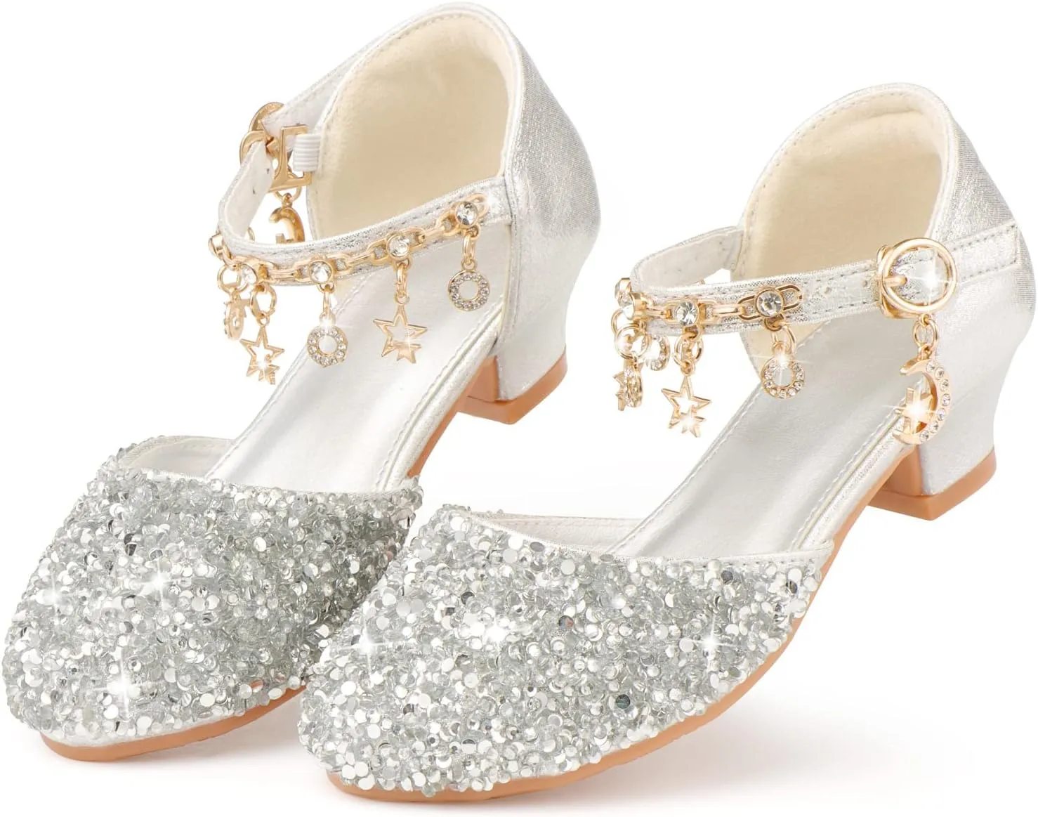 Princess Dress Shoes for Girls - Toddler Sandals with Flower Design for Wedding Party & High Heels