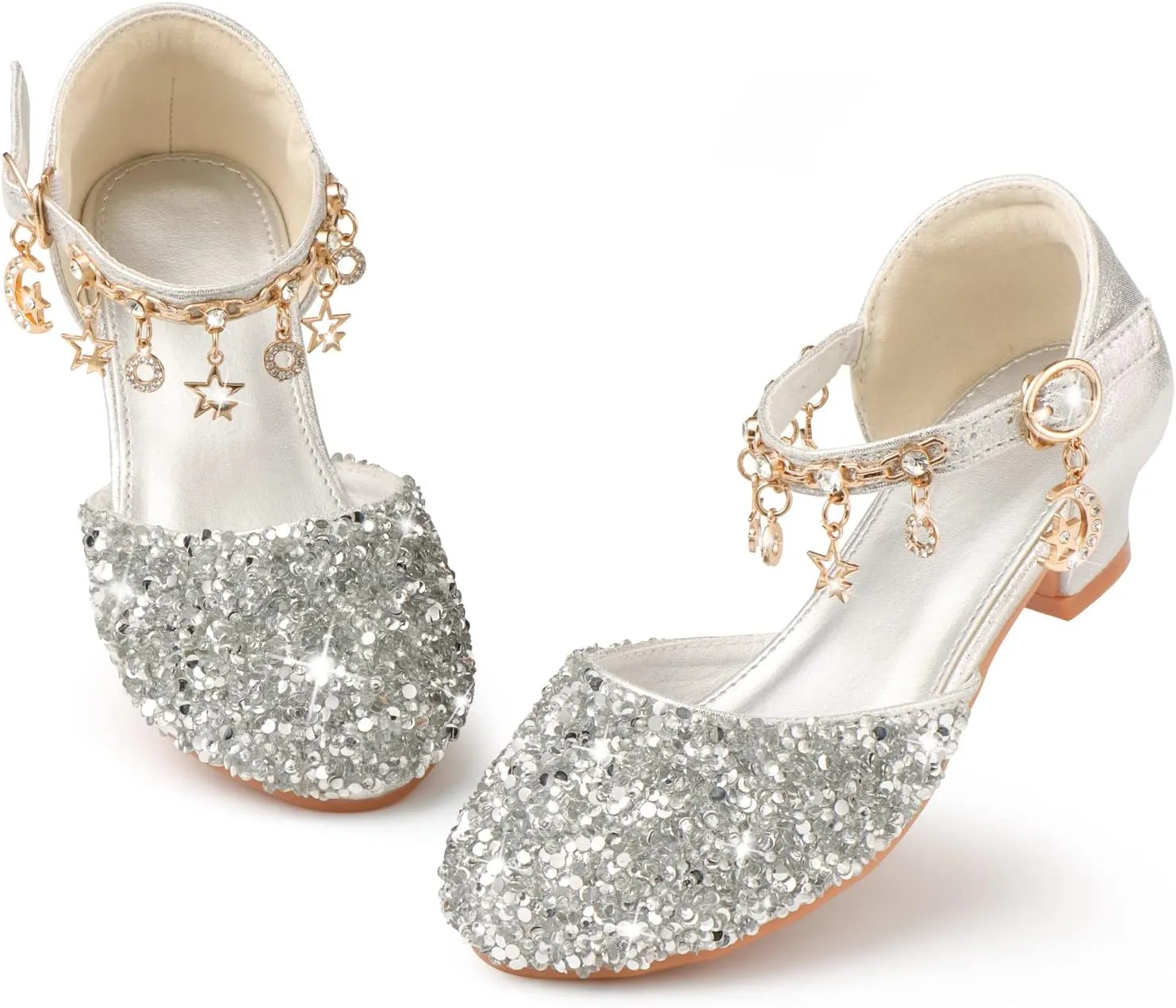 Princess Dress Shoes for Girls - Toddler Sandals with Flower Design for Wedding Party & High Heels