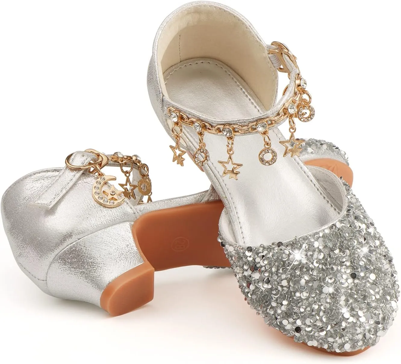 Princess Dress Shoes for Girls - Toddler Sandals with Flower Design for Wedding Party & High Heels