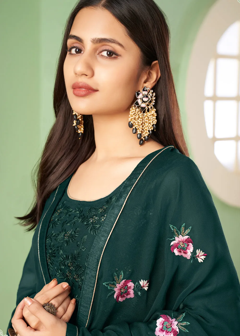 Qivii Sacramento Green Georgette Salwar Suit