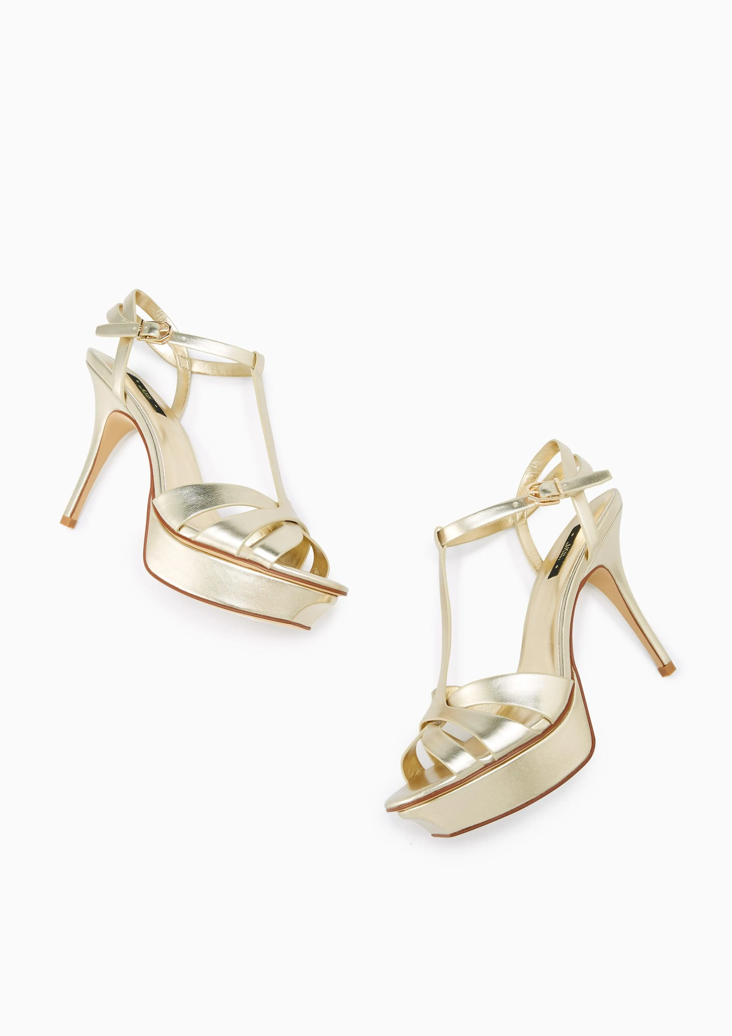 Sabella Soft Metallic Platform High Heel Slingbacks Gold