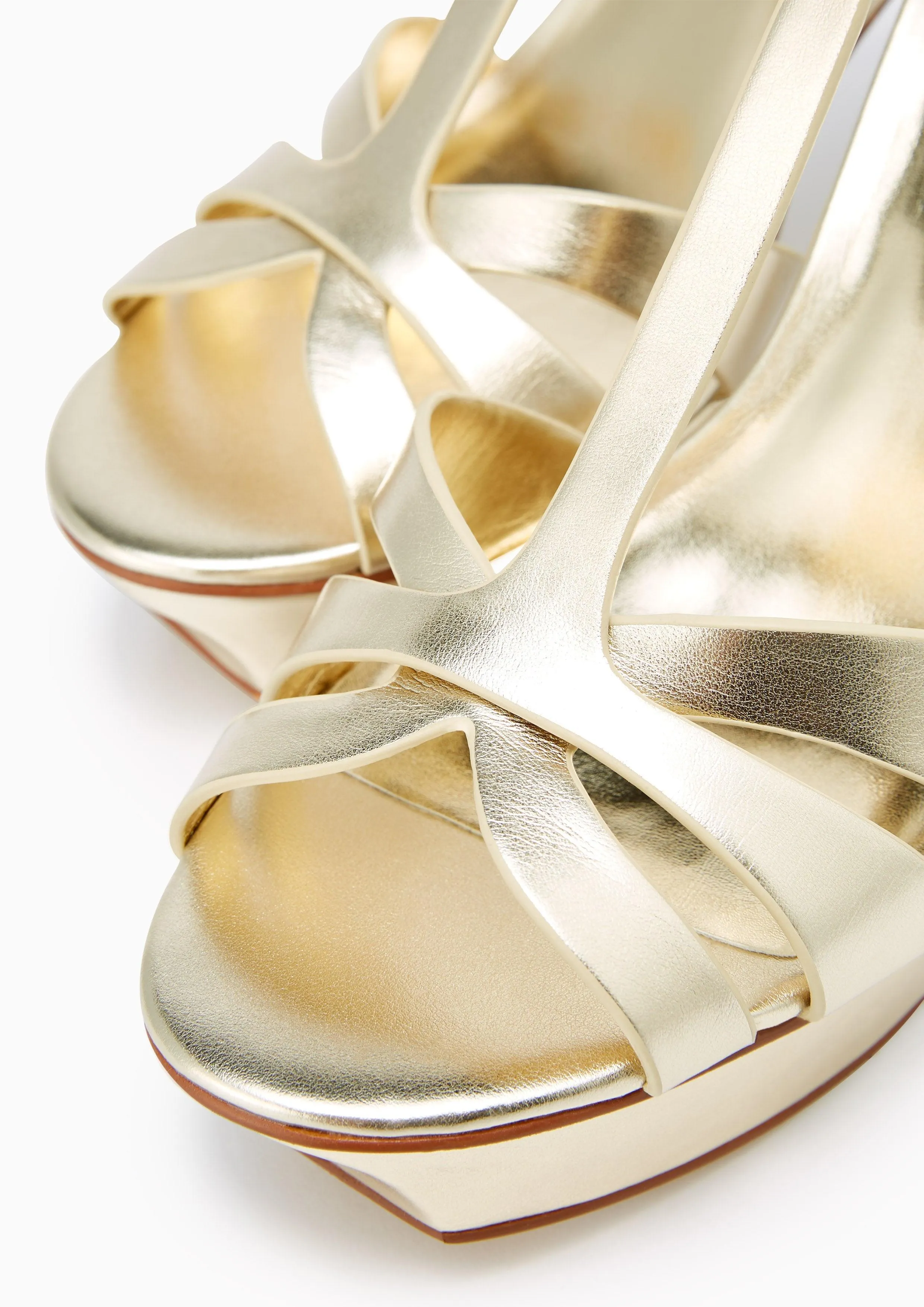 Sabella Soft Metallic Platform High Heel Slingbacks Gold