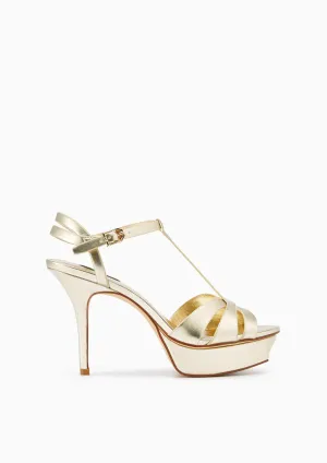 Sabella Soft Metallic Platform High Heel Slingbacks Gold