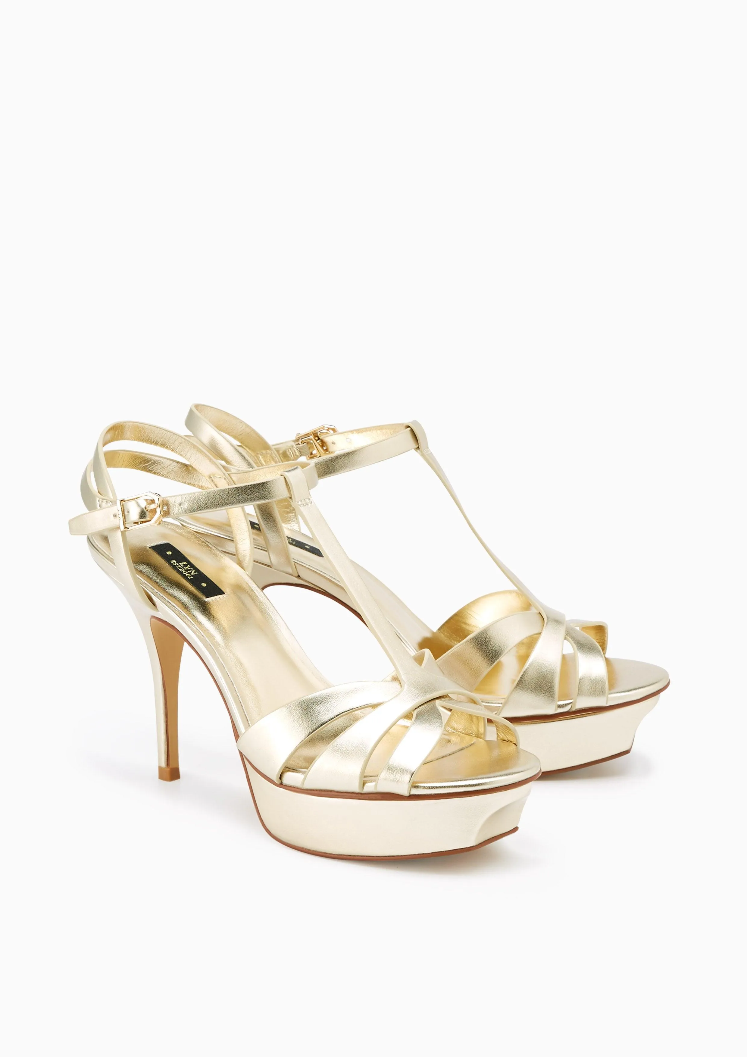 Sabella Soft Metallic Platform High Heel Slingbacks Gold