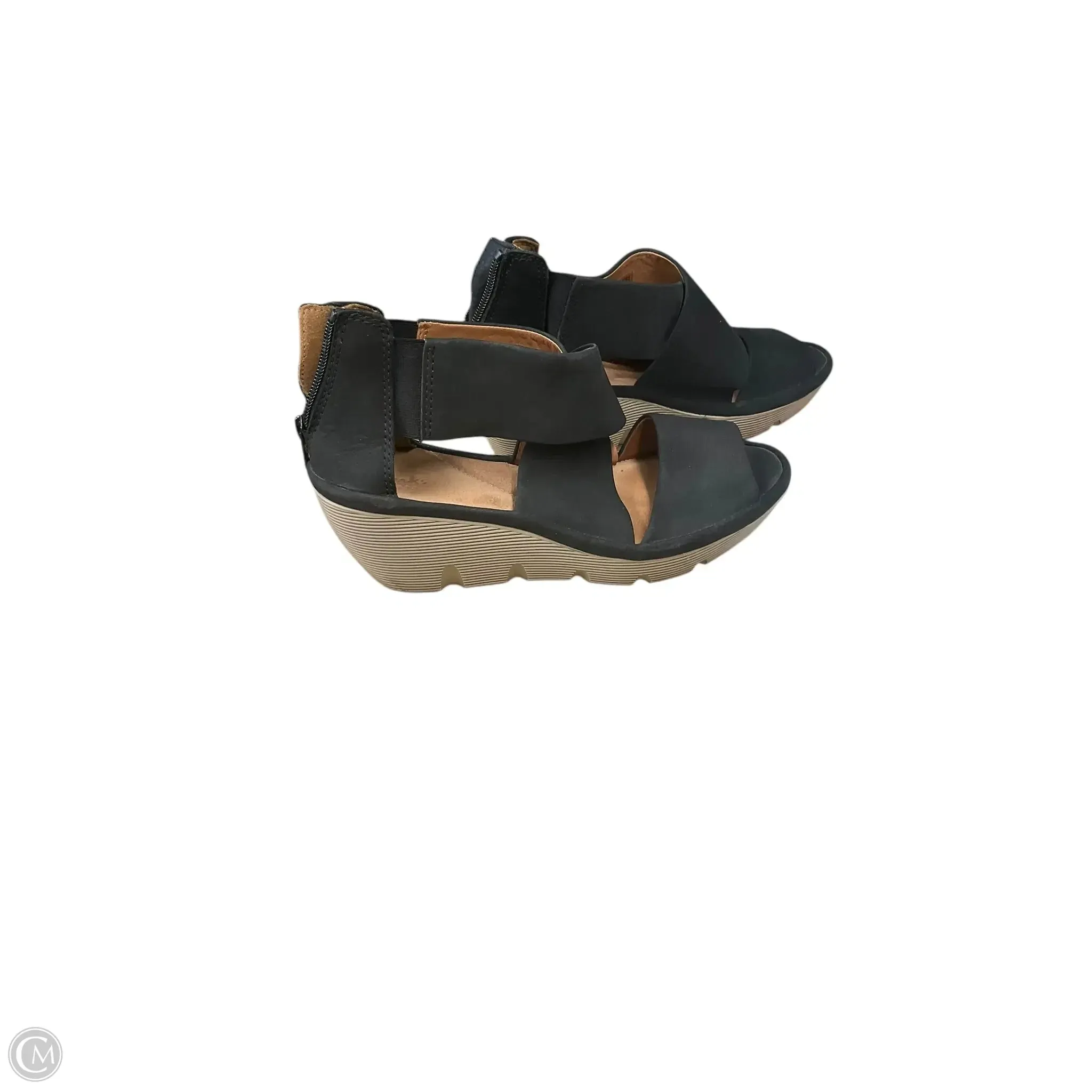 Sandals Heels Wedge By Clarks In Black, Size: 7.5