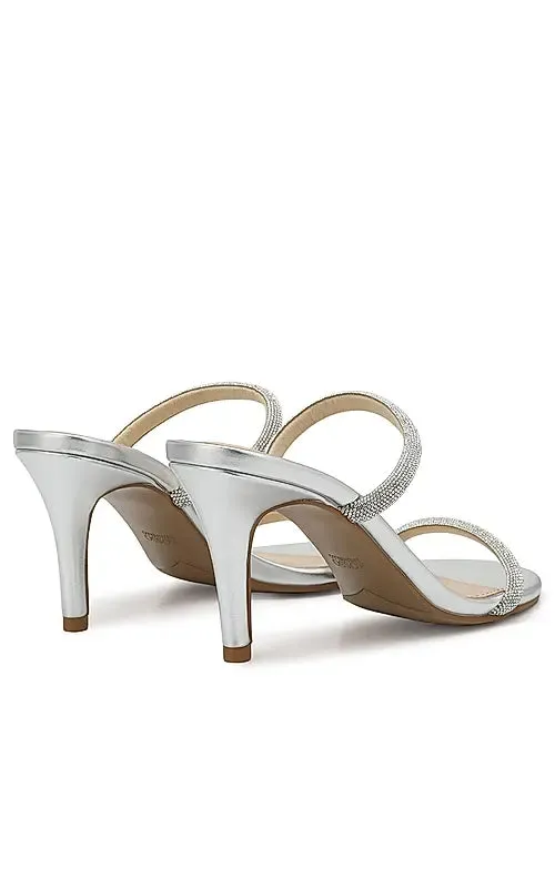 Silver Strap Embellished Open Toe Heels
