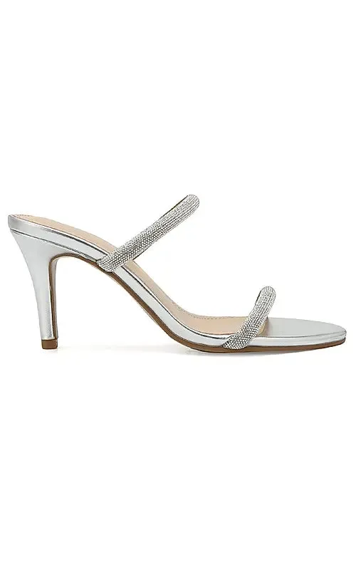 Silver Strap Embellished Open Toe Heels
