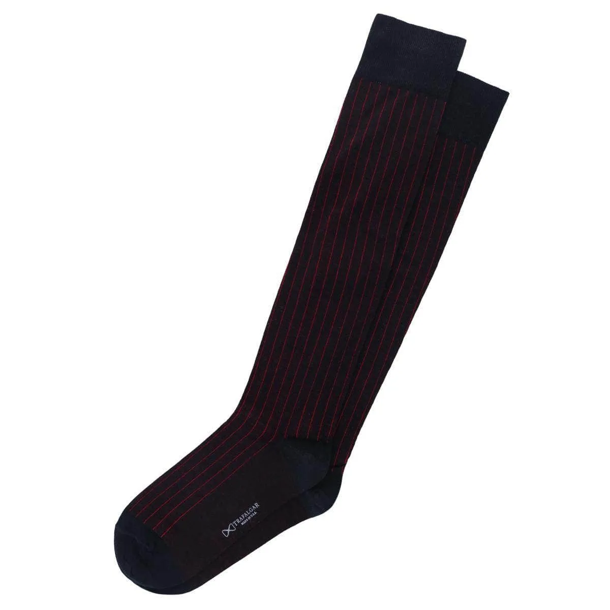 Valentino Vertical Stripe Over the Calf Mercerized Cotton Sock