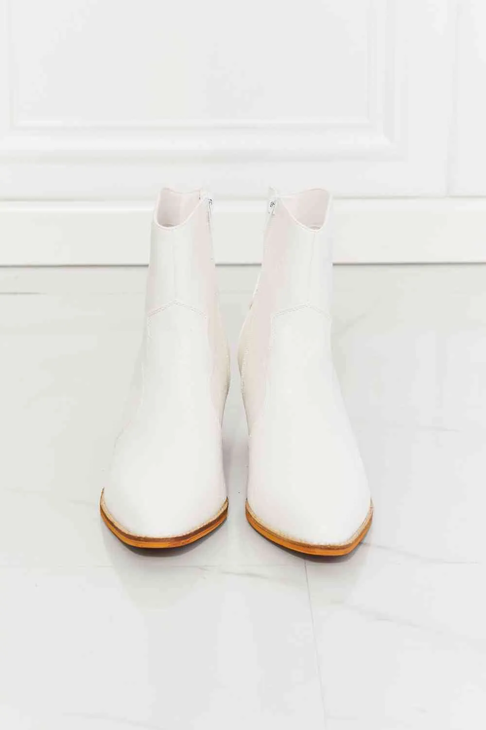 Watertower Town Vegan Leather Western Ankle Boots-White