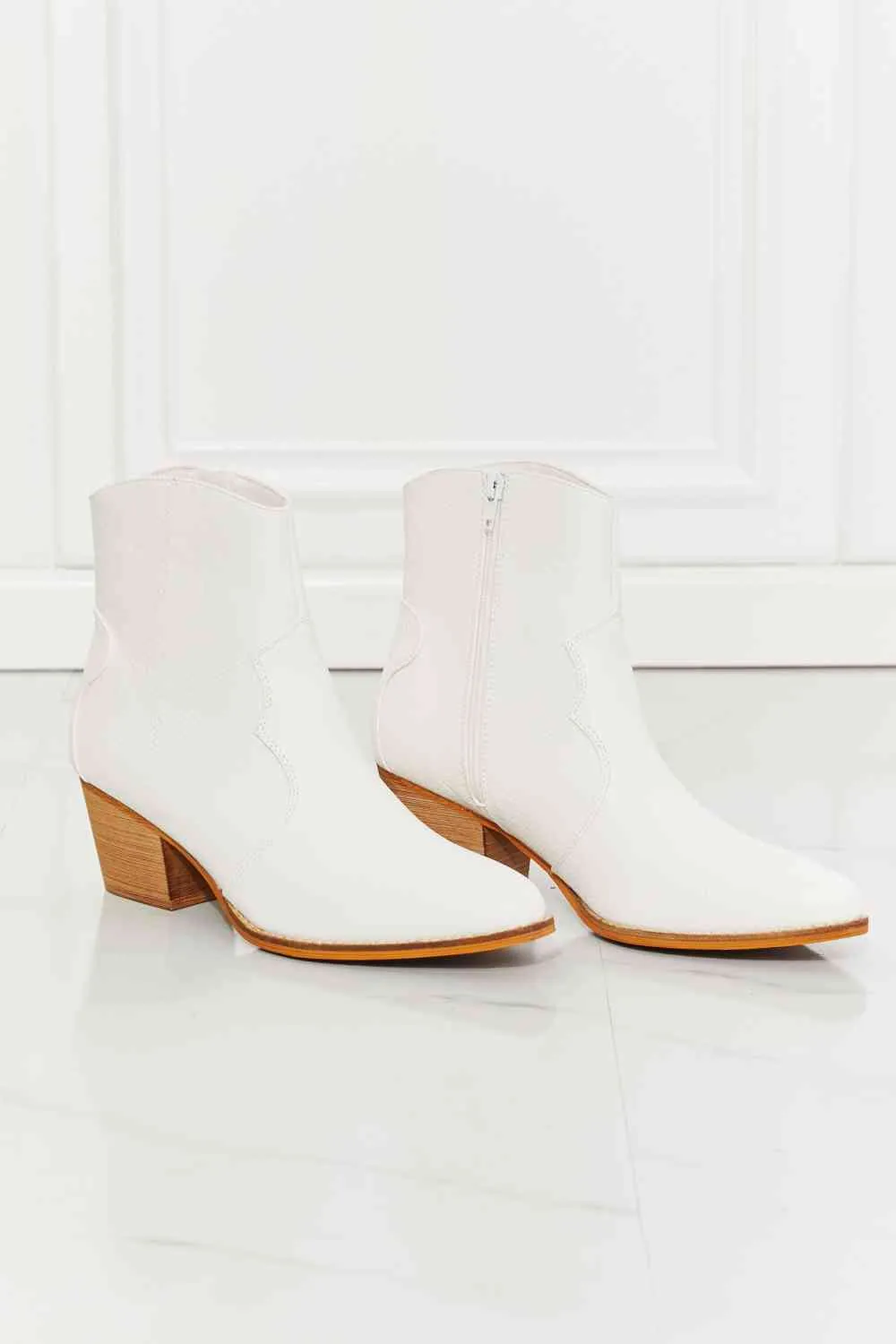 Watertower Town Vegan Leather Western Ankle Boots-White