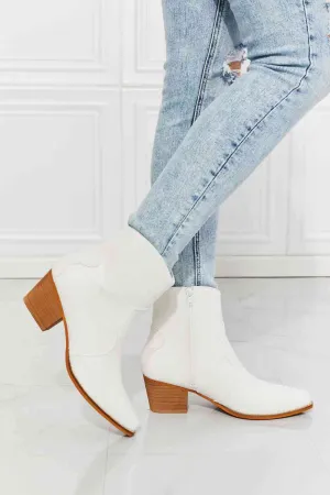 Watertower Town Vegan Leather Western Ankle Boots-White