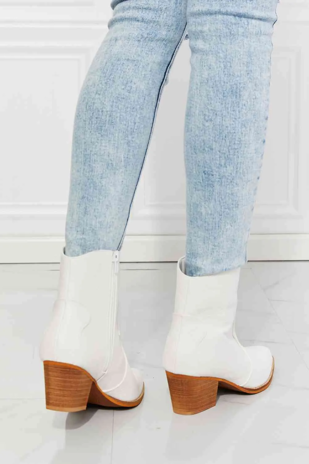 Watertower Town Vegan Leather Western Ankle Boots-White