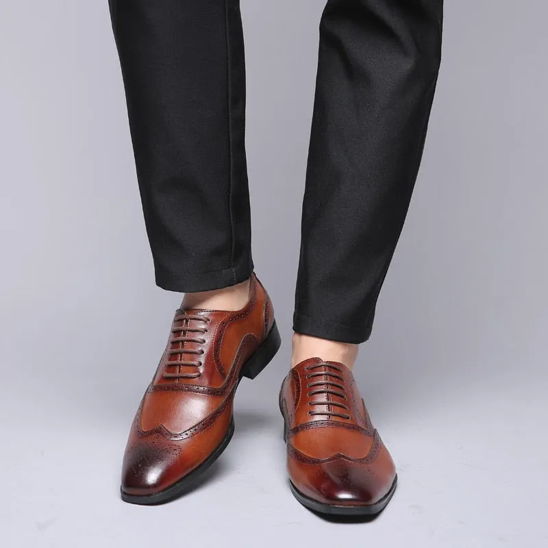 West Louis Men Retro Bullock Formal Leather Shoes