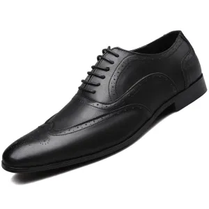 West Louis Men Retro Bullock Formal Leather Shoes