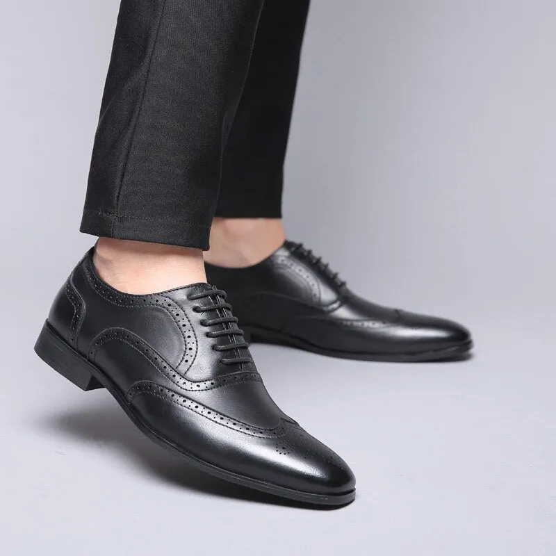 West Louis Men Retro Bullock Formal Leather Shoes