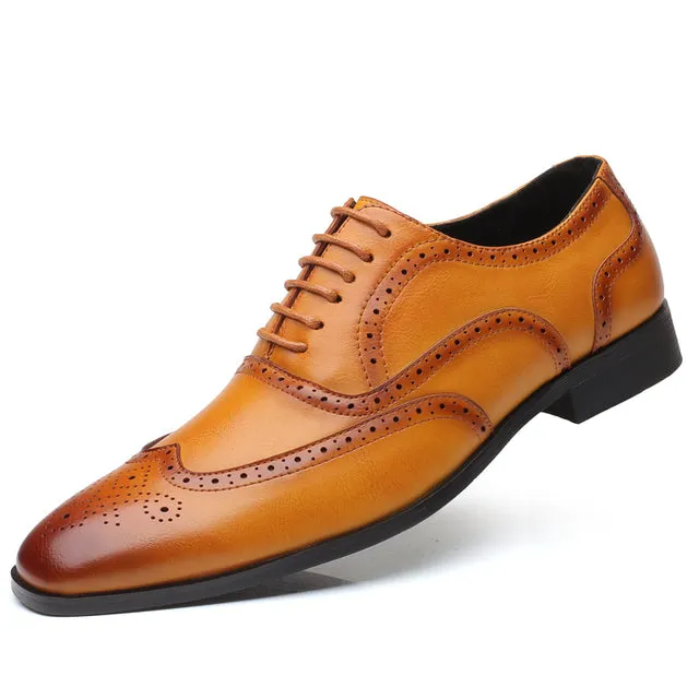 West Louis Men Retro Bullock Formal Leather Shoes