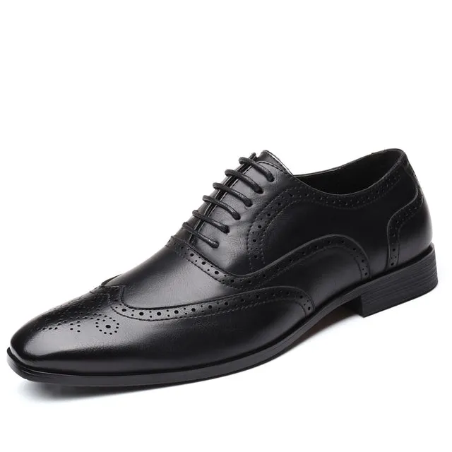 West Louis Men Retro Bullock Formal Leather Shoes