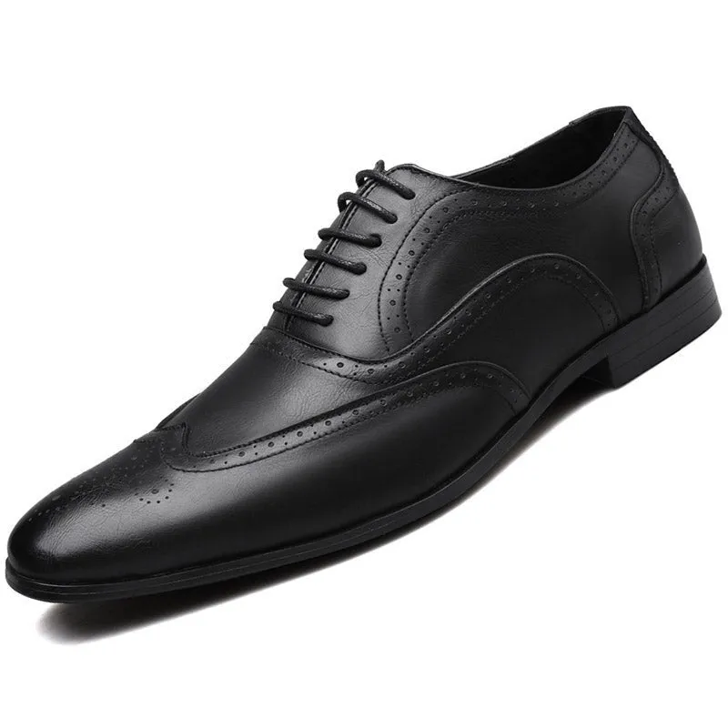West Louis Men Retro Bullock Formal Leather Shoes