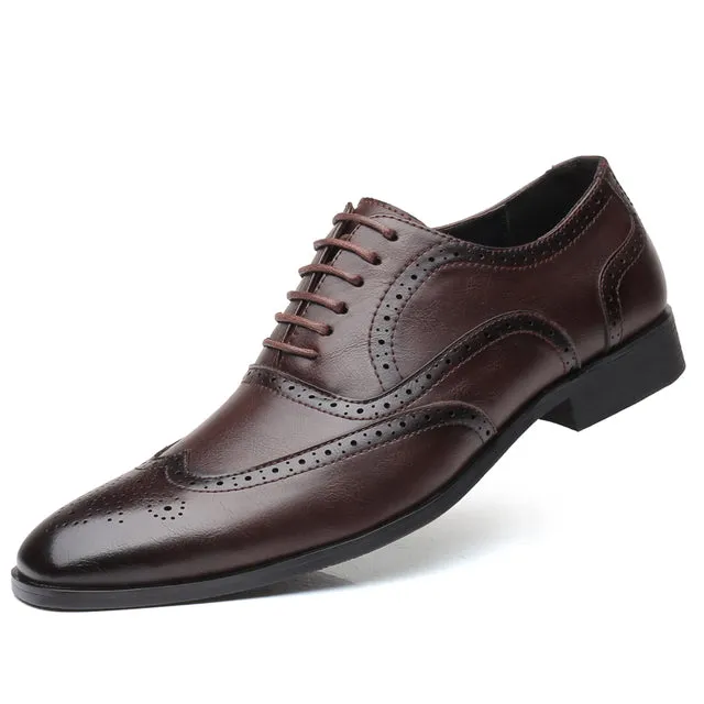 West Louis Men Retro Bullock Formal Leather Shoes