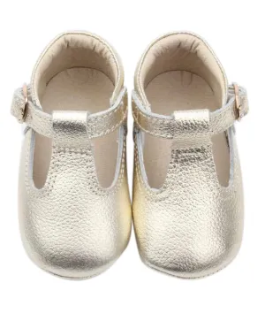 Zahali Gold T-Bar Moccasins