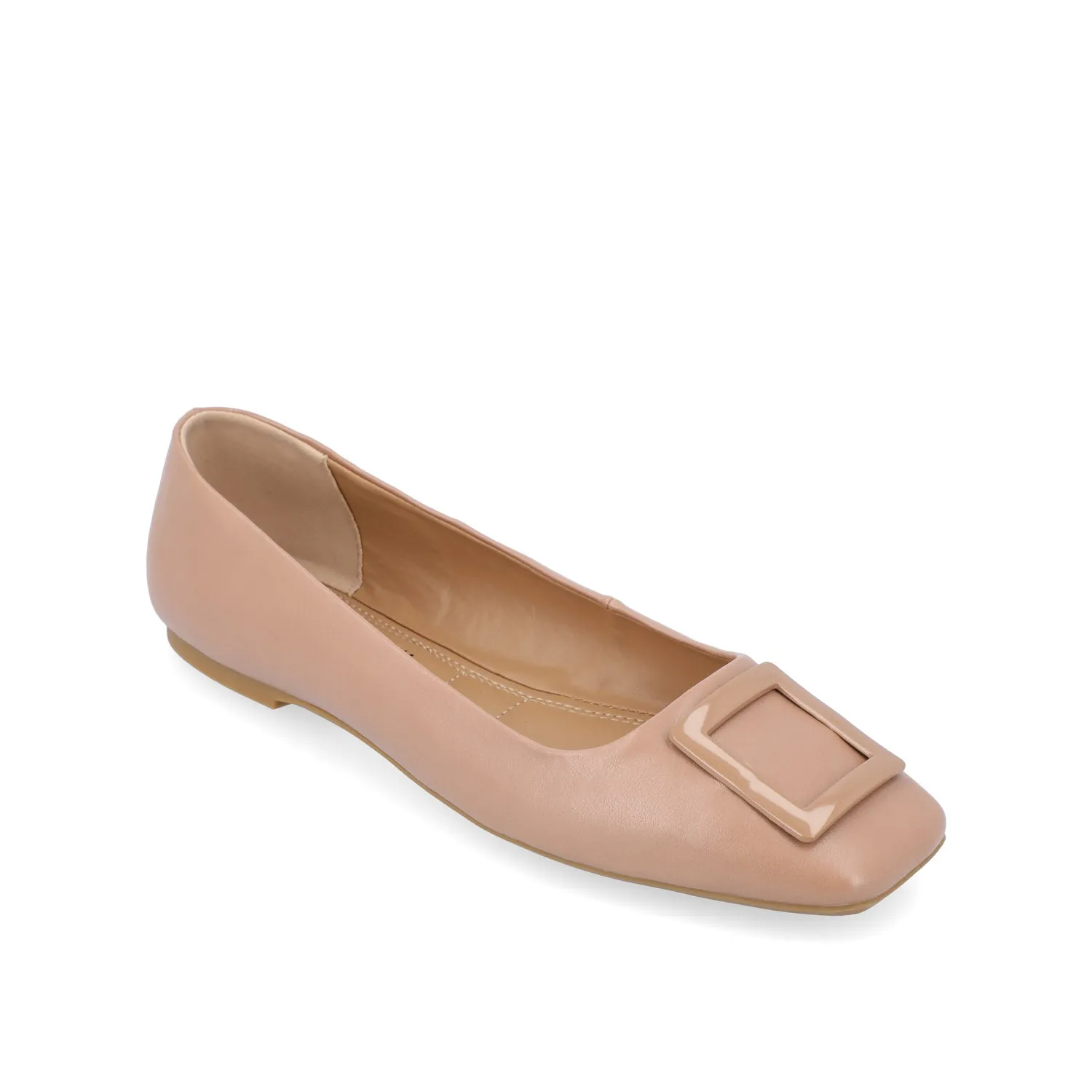 ZIMIA SQUARE TOE FLATS IN FAUX LEATHER
